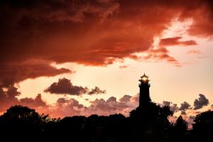 Leuchtturm Kap Arkona im Sonnenuntergang